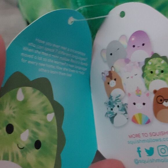 Squishmallows Rocio triceratops green tie dye Official Kellytoy  8" Soft Plush - Picture 6 of 8